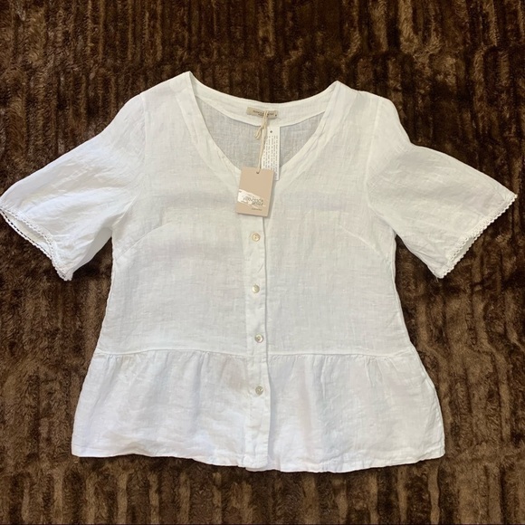 Francesca Bettini 100% Linen White Top Size Med. - Picture 3 of 9